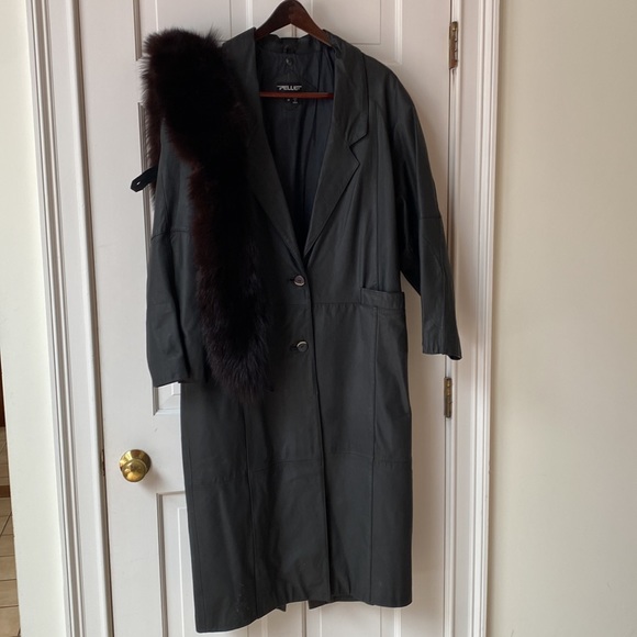 Pelle Pelle Jackets & Blazers - Leather Trench Coat with fur collar